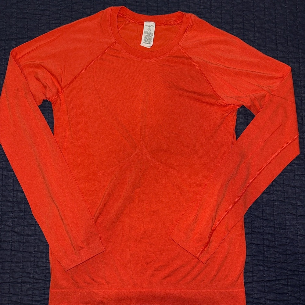 Sweaty Betty Fiery Orange Long Sleeve Athletic Top